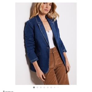 Evereve Dark Blue Denim Blazer